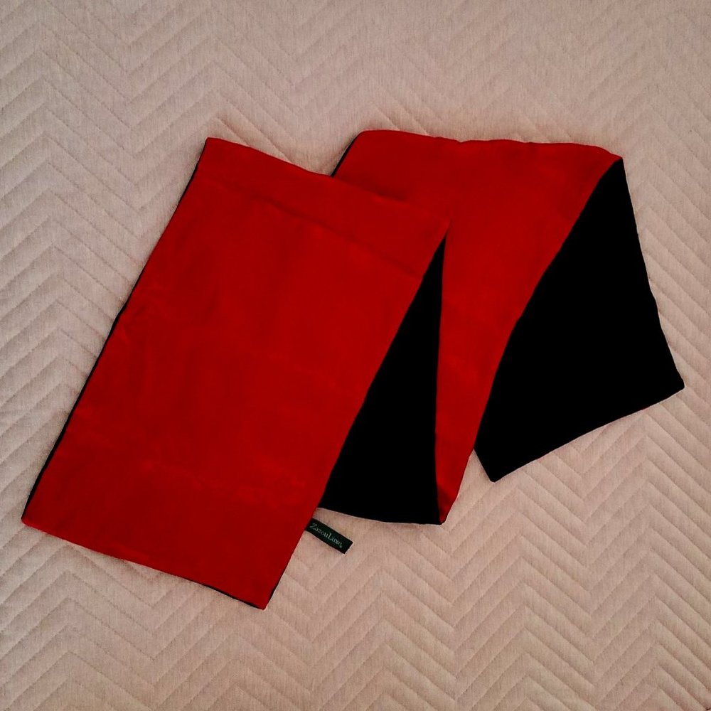 Black & Red Silk Rayon Velvet Oblong Scarf